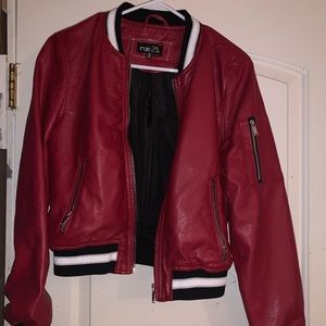 Red bomber style jacket